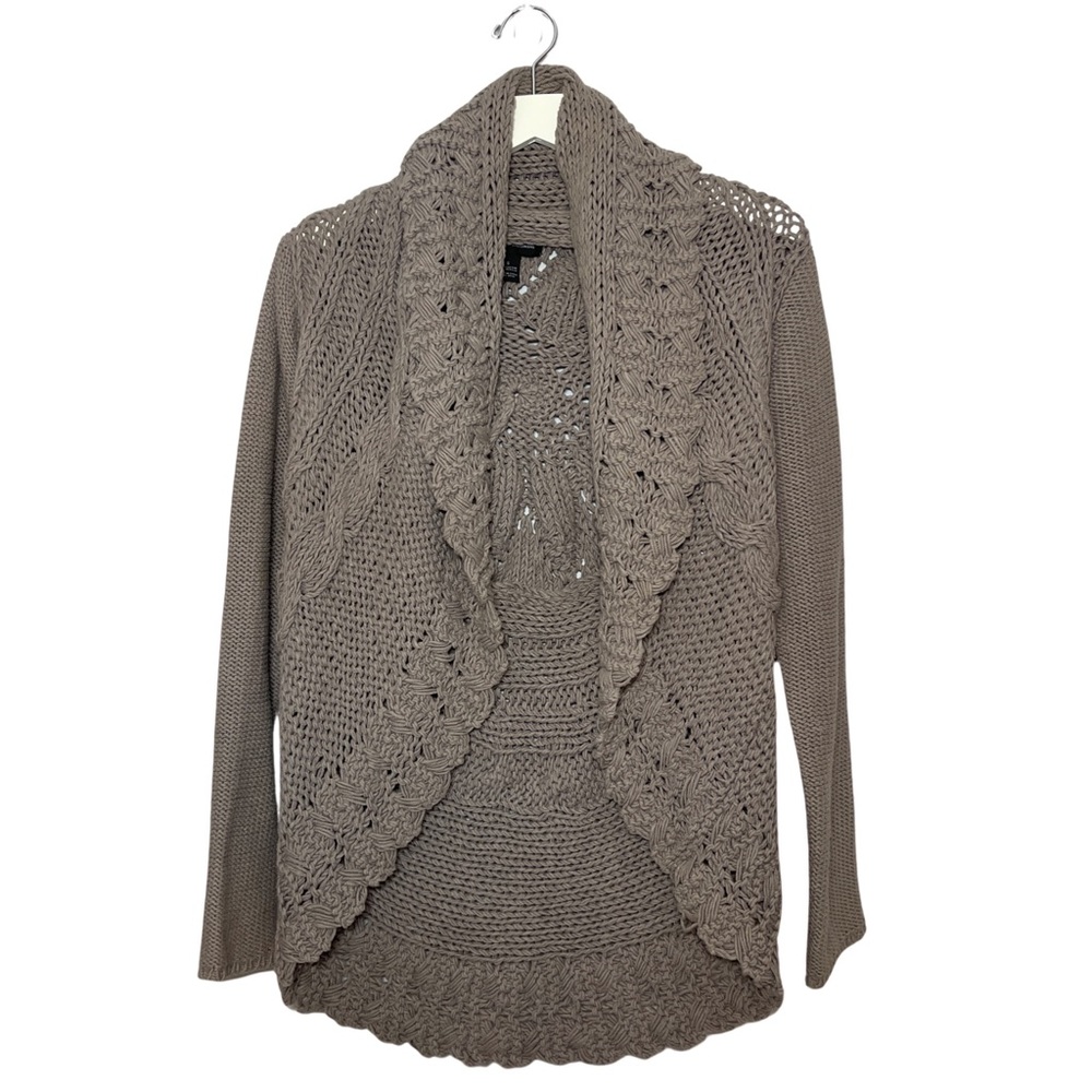 INC Brown Knit Open Cardigan Size S Petite